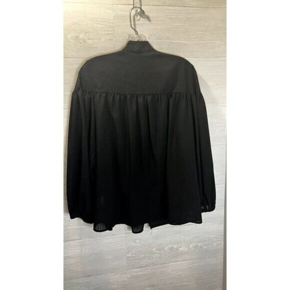 TIME AND TRU Women's Tie‎ Neck Button Down Top Long Sleeve V Neck Blouse - Picture 6 of 9